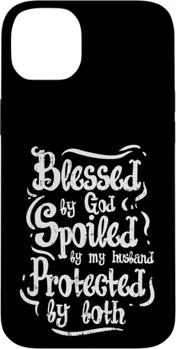 Vista 15 de iPhone 16 Blessed by God Spoiled by My Husband Funny Wife Mom Case
