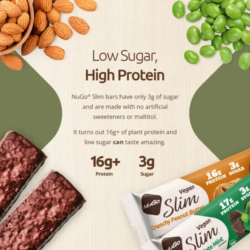 Vista 5 de Nugo Slim Dark Chocolate Mint, 0.71 oz de proteína vegana, 0.11 oz de azúcar, 0.16 oz de fibra, bajo en carbohidratos netos, apto para dieta