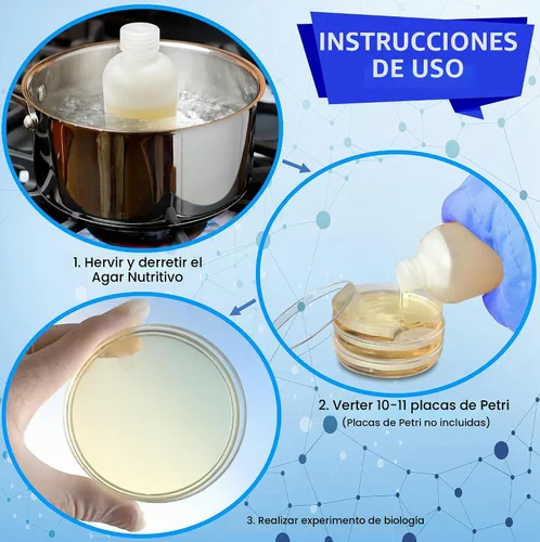 Vista 3 de Evviva Sciences - Botella de agar de nutrientes de 7.4 fl oz, premezclada y fácil de usar, vierte de 10 a 11 platos de agar, ideal para proyectos