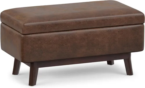 Vista 20 de SIMPLIHOME Owen Mesa de Centro Rectangular Moderna de Mediados de Siglo de 34 pulgadas de Ancho con Otomana de Almacenamiento en Tela de Poliéster