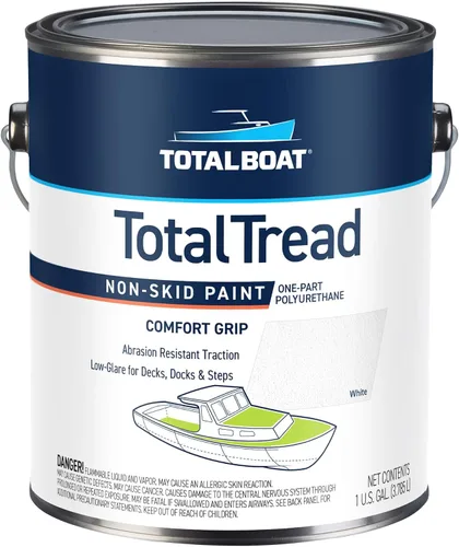 Vista 9 de TotalBoat TotalTread - Pintura antideslizante para cubierta, revestimiento de tracción antideslizante de grado marino para barcos, madera, fibra