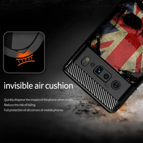 Vista 4 de CasesOnDeck Skull Flags Case Compatible with Google Pixel 6A (2022) / Pixel 6A Case, Slim Tough Matte Design with Carbon Fiber Texture
