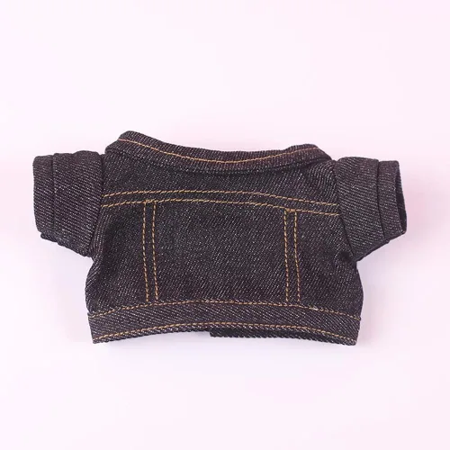 Vista 4 de niannyyhouse Chaquetas de mezclilla Jeans Camiseta blanca 7.8 pulgadas (7.9 in) Ropa de muñeca rellena humanoide de felpa (negro)