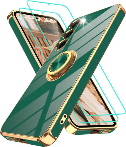 Vista 131 de Funda para Motorola Moto G 5G 2024: Funda Moto G Play 5G 2024 con 2 piezas de protectores de pantalla, soporte de anillo de rotación de 360°