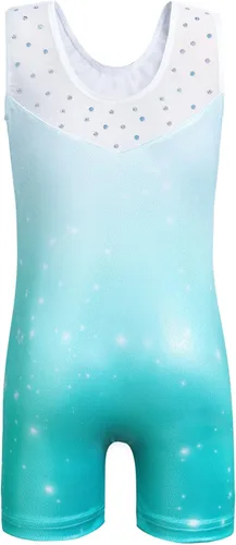 Vista 2 de HOZIY Leotardos de gimnasia para niñas y niños, cinta de copo de nieve, azul, morado, rosa intenso brillante, Rosa encendido