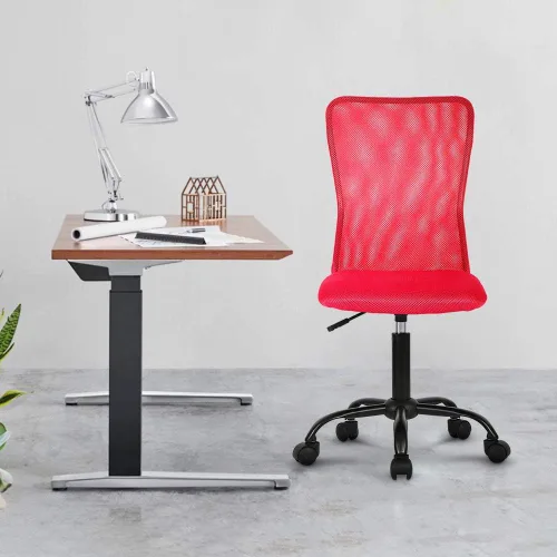 Vista 12 de Silla de oficina, silla de computadora con soporte lumbar, ergonómica, respaldo medio, malla ajustable, altura ajustable, silla giratoria sin Negro