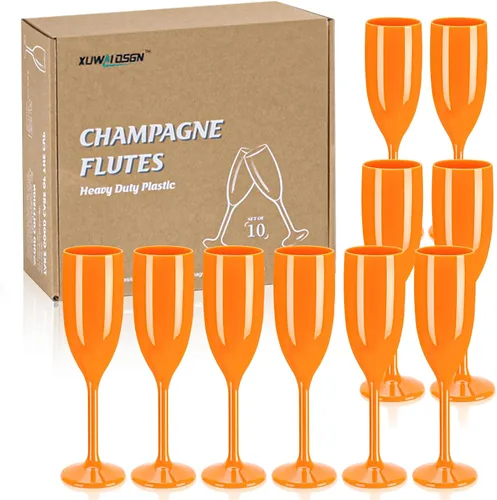 Vista 11 de XUWAIDSGN Copas de champán acrílicas, copas para brindar, vasos irrompibles para bar de mimosa, copas de vino reutilizables, copas de champán
