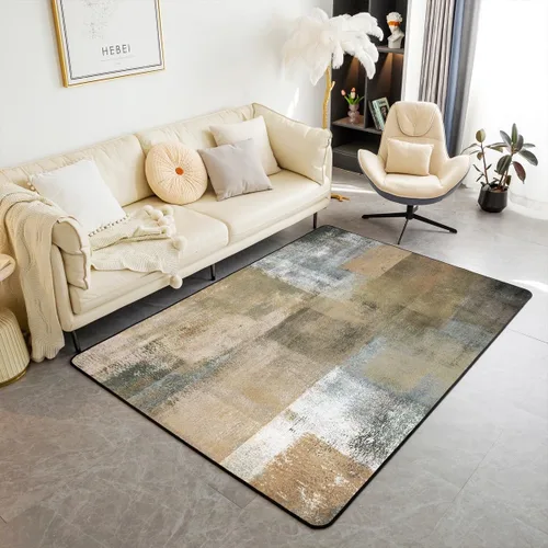 Vista 11 de Erosebridal Alfombra de área de acuarela para sala de estar, alfombra de pasillo de pintura al óleo azul, marrón, morado, 3 x 5, alfombra de arte