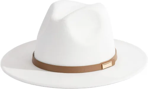 Vista 97 de Sombreros Fedora para hombre, sombrero Panamá de ala ancha con cinturón clásico Unisex Felt Fedora, Adjustable Fit, Breathable Sweatband, All-Day