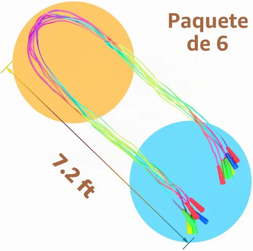 Vista 2 de Elcoho Juego de 6 cuerdas de salto de arco iris, cuerdas de saltar para educación física