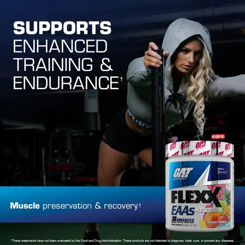 Vista 3 de GAT SPORT Flexx EAA + Hydration, aminoácidos esenciales avanzados, 30 porciones (Blue Razz)