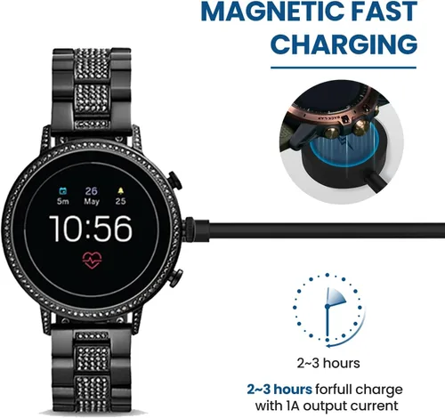 Vista 3 de RuenTech Cargador compatible con Fossil Gen 6 / Gen 5 / Gen 4 / Sport Smartwatch Cargador rápido (negro)