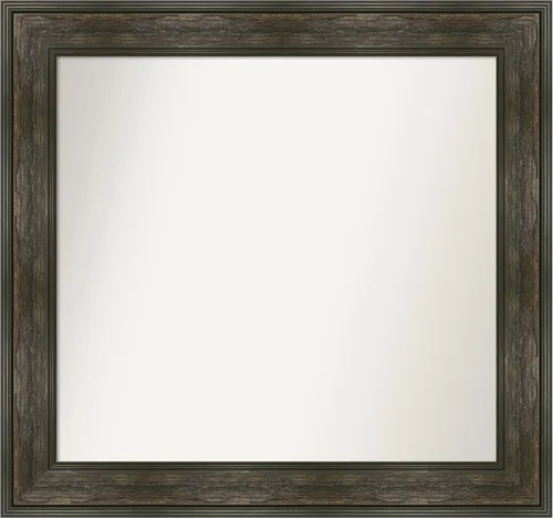 Vista 87 de Amanti Art Espejo de baño marrón para sobre fregadero, 26 x 26 pulgadas, espejo de tocador cuadrado marrón rústico Alexandria, marco de madera
