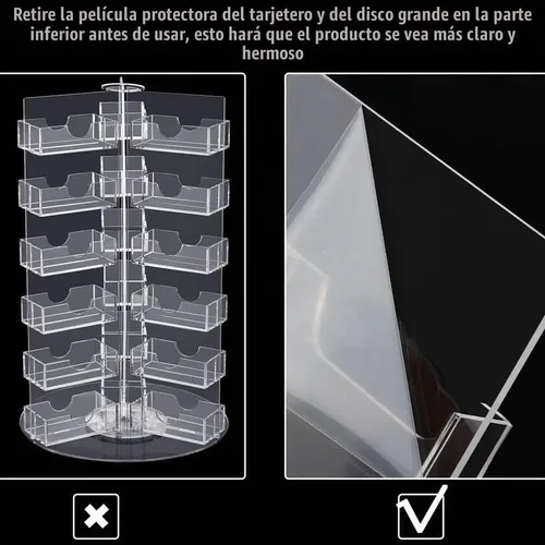 Vista 2 de Huwena - Tarjetero giratorio acrílico transparente de 36 bolsillos