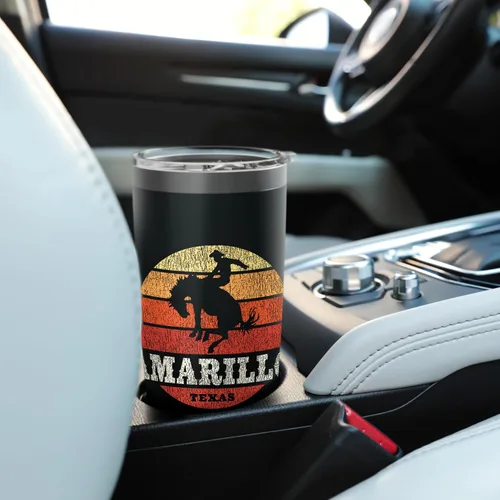 Vista 6 de Amarillo TX Vintage Country Western Retro - Vaso aislado de acero inoxidable