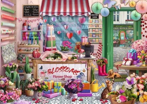 Vista 2 de Ravensburger Blossoms Flower Shop - Rompecabezas de 1000 piezas para adultos
