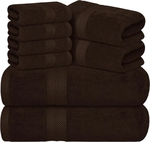 Vista 13 de Avalon Towels Juego de toallas de lujo de 8 piezas, 2 toallas de baño, 2 toallas de mano y 4 toallas pequeñas, 100% algodón hilado en anillo de 600
