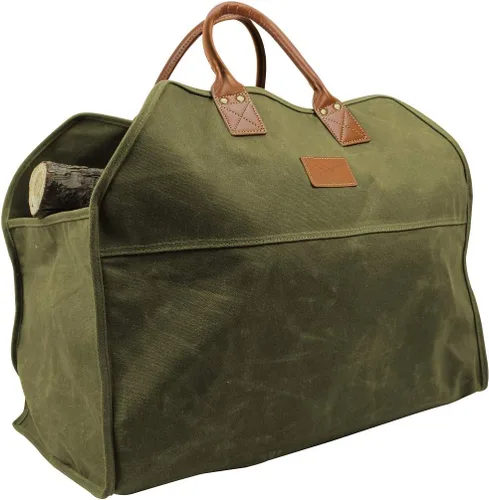 Vista 13 de INNO STAGE - Bolsa de lona encerada resistente para leña, tamaño grande, bolsa de almacenamiento para accesorios de chimenea y estufa de madera