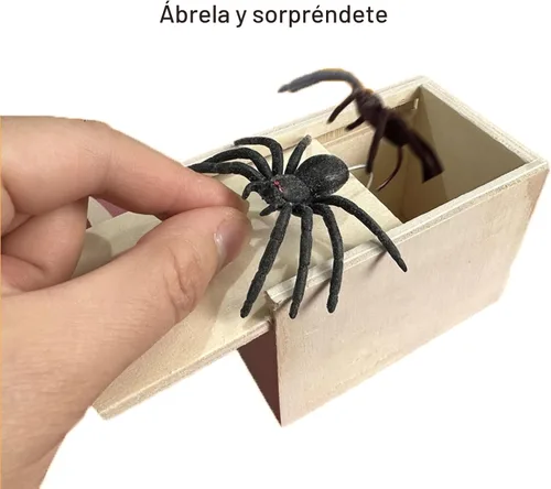 Vista 3 de Winbar Caja de Trucos de Araña de Goma, Caja Sorpresa de Trucos de Madera Hecha a Mano con Araña Oculta en Una Caja, Juguetes de Trucos para Adultos
