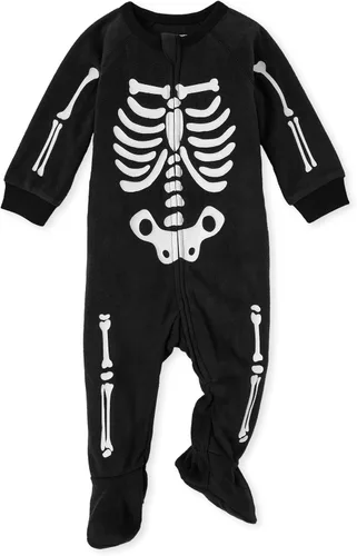 Vista 60 de The Children's Place - Pijama familiar de una pieza a juego para niños y bebés, pijamas de esqueleto de Halloween, forro polar