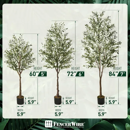 Vista 3 de Fencer Wire Árbol topiario artificial en maceta, rama de olivo sintético y fruta, decoración moderna de planta sintética en maceta para interiores
