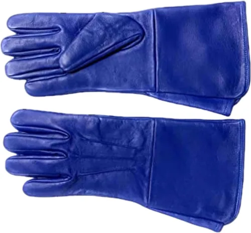 Vista 3 de Disfraz medieval para hombre, guantes largos de cuero con puño extendido