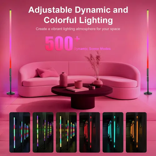 Vista 2 de Paquete de 6 luces de tubo de DJ con funda, luces RGB de 4 pies, 5000 mAh, alimentadas por batería, tubos de luz LED de neón, soporte de 500 efectos