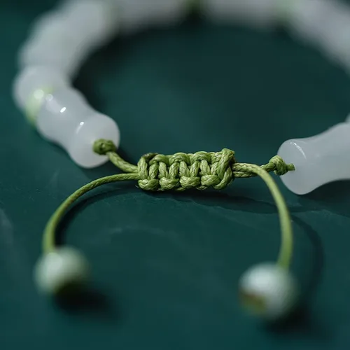 Vista 7 de Pulsera de bambú ajustable de cuerda de mano de piedra natural, pulsera de cuentas de piedra de moda para mujer, 3, Sin gemas.