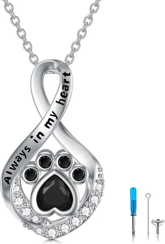 Vista 13 de Collar de urna de plata de ley para cenizas, recuerdo conmemorativo para perros, gatos y mascotas