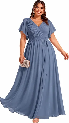 Vista 20 de Ever-Pretty Plus Vestidos de dama de honor formales de gasa para mujer Negro