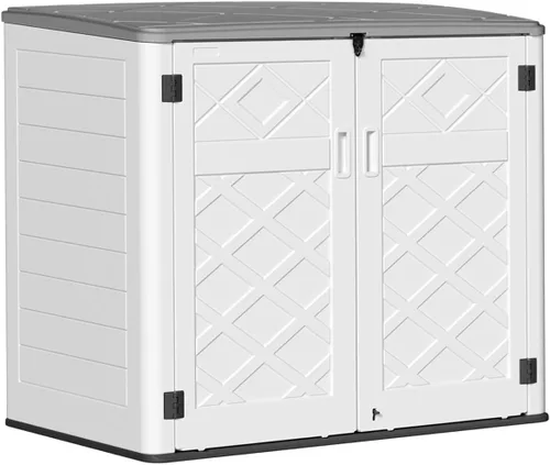 Vista 13 de Kinying - Cobertizo de almacenamiento conveniente horizontal con varias direcciones de apertura, para latas de basura, herramientas, podadora