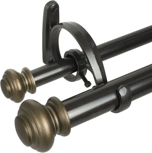 Vista 14 de Set de varillas para cortinas de arena doble telescópicas Decopolitan Urn, 36-72", bronce antiguo