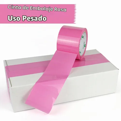 Vista 5 de BOMEI PACK Cinta de embalaje rosa de 3 pulgadas de ancho, 6 rollos de repuesto de cinta de envío rosa para embalaje, mudanza y almacenamiento, 2.4