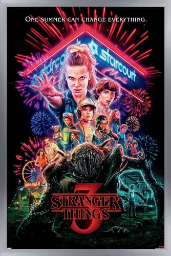 Vista 11 de Trends International Netflix Stranger Things: Season 3 - Póster de pared de una hoja, 14.725 x 22.375 pulgadas, versión enmarcada de madera