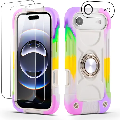 Vista 48 de Funda para iPhone Se3/iPhone Se2, iPhone 6/6S, iPhone 7/iPhone 8 de 4.7 pulgadas con soporte de anillo, con 2 protectores de pantalla resistentes