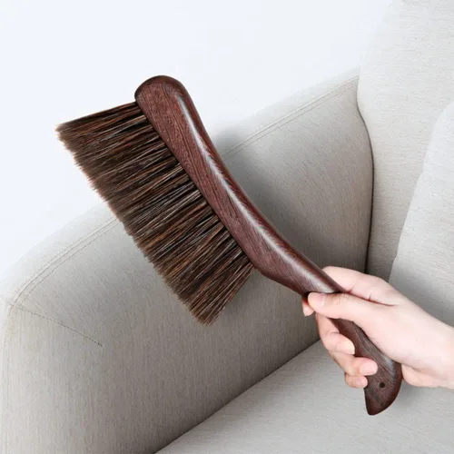Vista 2 de Escoba de mano, escoba de mano para cepillo de cama, cepillo de pelo de caballo con mango de madera, cepillo de cama extendido, para automóvil