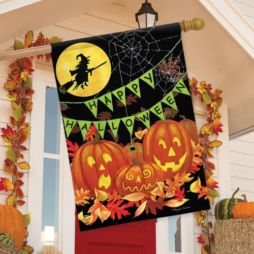 Vista 2 de Briarwood Lane Bandera de Halloween Haunts House