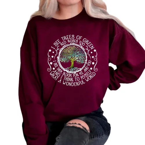Vista 3 de I See Trees Of Green Red Roses Too Shirt, What A Wonderful World Tee, Poetic Sayings, Earth Day, Nature Lovers Gift, Plant Mom T-Shirt, Long Sleeve