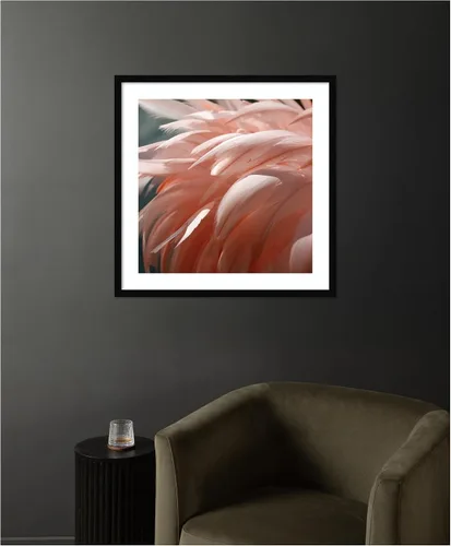 Vista 4 de Kate and Laurel Lienzo enmarcado para pared, diseño de flamenco n.º 1 de Alicia Bock, 25 x 25, marco negro negro esbelto, contemporáneo moderno