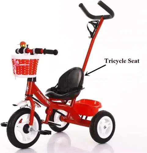 Vista 6 de Reemplazo de asiento de triciclo para niños pequeños con tornillos de montaje para niños, respaldo de triciclo, piezas de reparación para niños