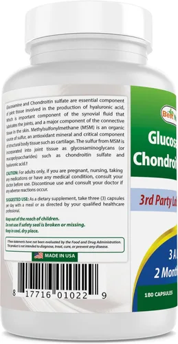 Vista 7 de Best Naturals Glucosamina condroitina y MSM (no OGM) - Promueve la salud de las articulaciones - 180