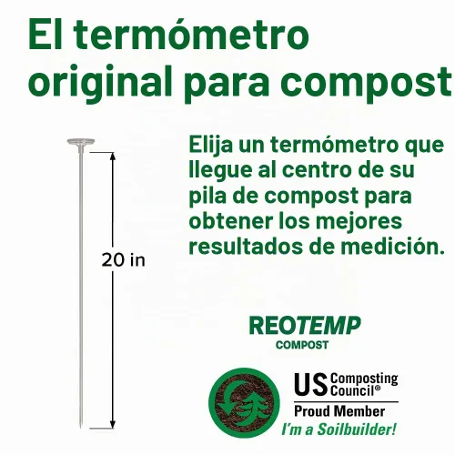 Vista 4 de Termómetro REOTEMP, 20" de tallo, para compost de jardín, con instrucciones de compostaje