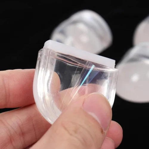 Vista 4 de Tapones autoadhesivos transparentes de 3 piezas para pared y piso, tapón acrílico para puerta de ducha, sin perforaciones, protege paredes