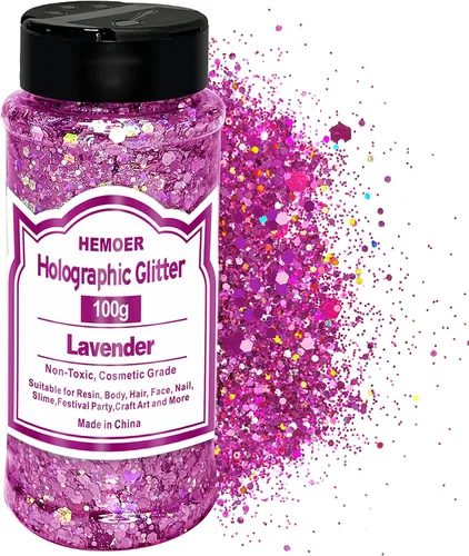 Vista 12 de HEMOER Purpurina Gruesa Holográfica, 12 Colores de Lentejuelas Brillantes, Conjunto de Purpurina de Poliéster Exclusivo Mixto para Resina Epoxi
