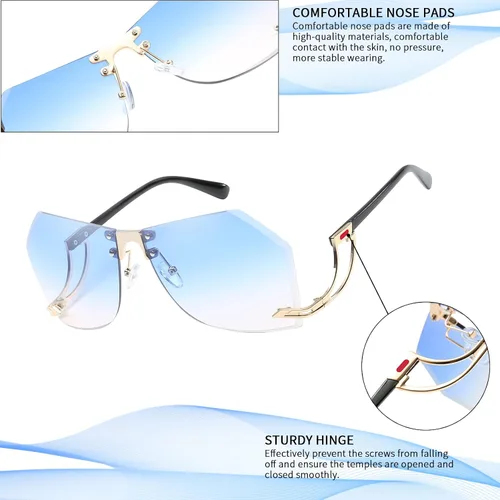 Vista 3 de Kepoita Gafas de sol de gran tamaño para mujer parte superior plana protección futurista diseño de lentes grandes gafas de una pieza Gris