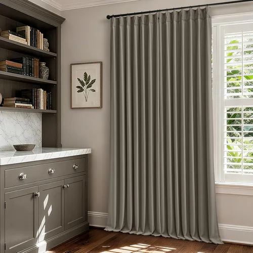 Vista 117 de Juego de 2 paneles de cortinas plisadas negras de 80 pulgadas para sala de estar, cortinas plisadas de lino con forro de 80 pulgadas de largo, 100%