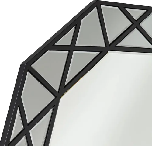 Vista 3 de Noble Park Allamande Decagon - Espejo decorativo de pared para tocador, espejo de pared moderno de vidrio biselado de humo mate, marco de madera