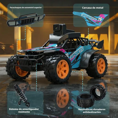 Vista 4 de Coche de control remoto FPV con pantalla de 2.8 pulgadas, cámara HD ajustable de 60°, aplicación y control de radio de 2.4G, 2 modos de velocidad