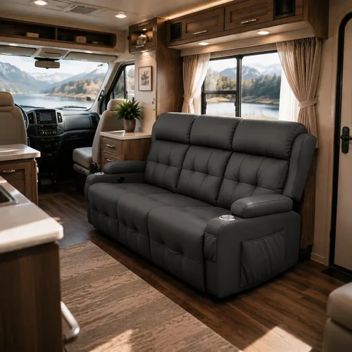 Vista 103 de Sofá de Dos Plazas Reclinable, Sofá Reclinable de Masaje con Gran Capacidad de Peso, Silla de Dos Plazas para RV en Liquidación con Consola, USB