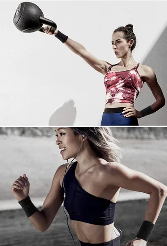 Vista 4 de Muñequeras para hombres y mujeres, tela de rizo que absorbe la humedad, para deportes, tenis, gimnasio, entrenamiento